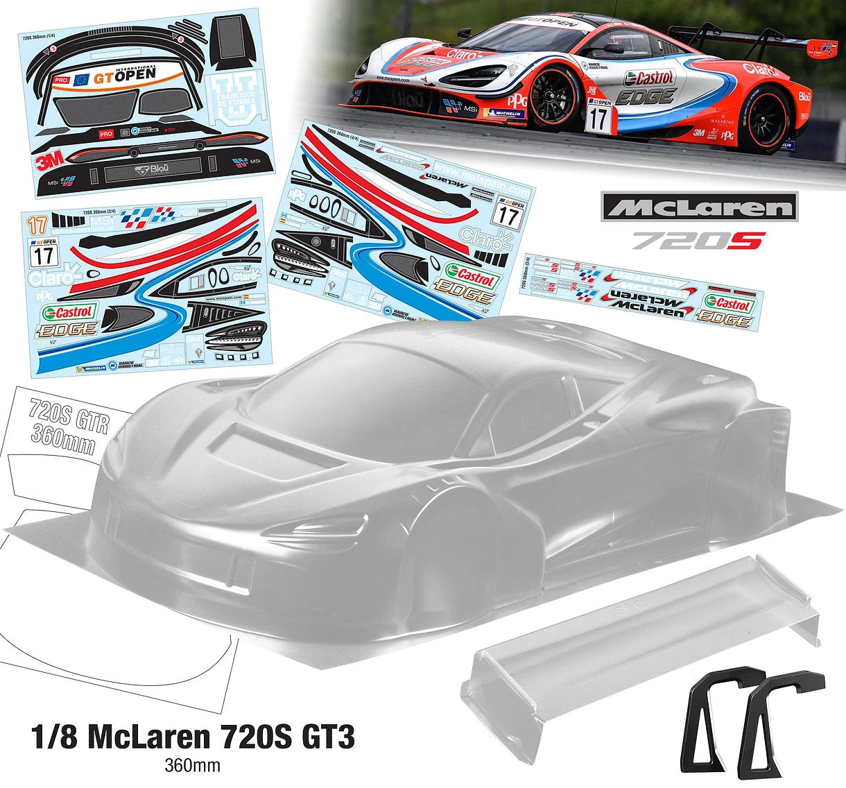 McLaren 720S GT3 (360mm) HOBAO Kyosho Mugen Sworkz TLR Hotbodies Traxxas 3 McLaren 720S GT3 (360mm) HOBAO Kyosho Mugen Sworkz TLR Hotbodies Traxxas