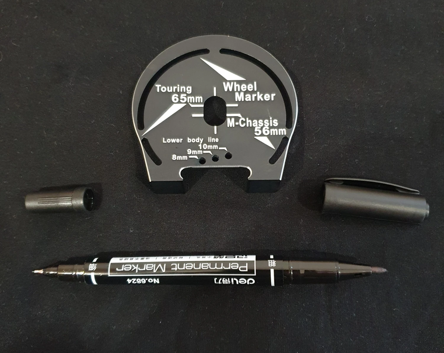 Aluminum Wheel Well Marker For 1:10 Touring M-Chassis Black With Pen 3 Aluminum Wheel Well Marker For 1:10 Touring M-Chassis Black With Pen