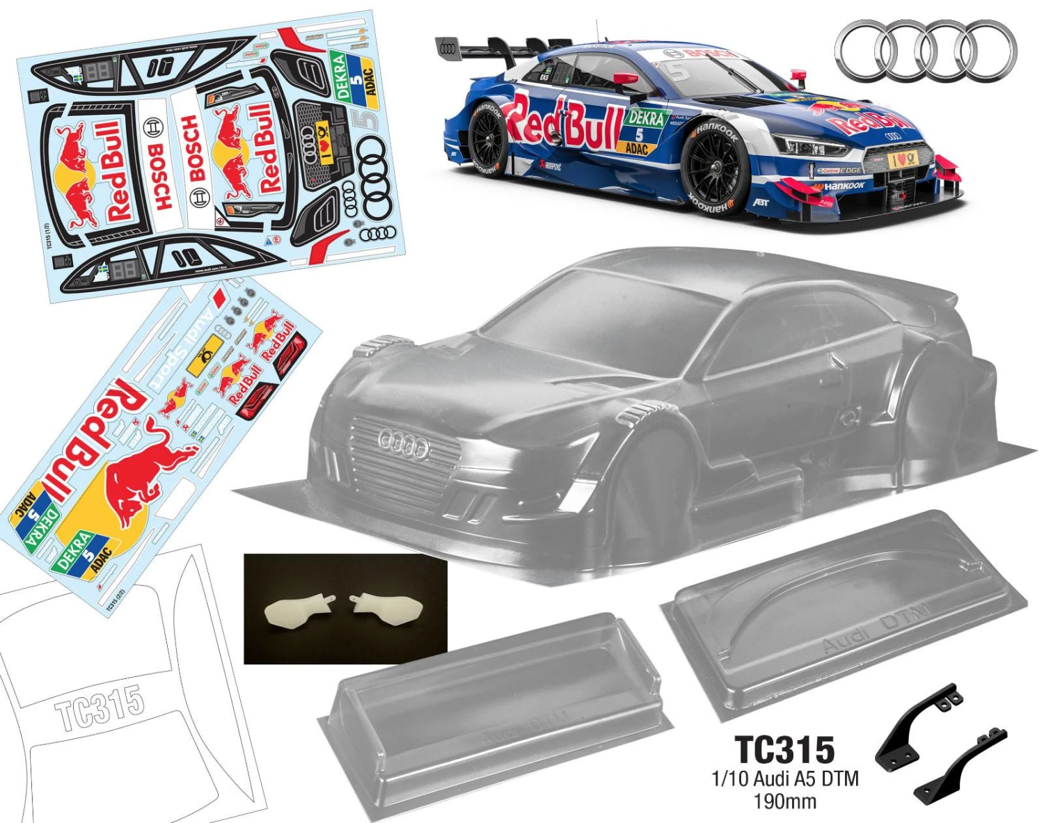TC315 Audi DTM 190mm Tamiya Kyosho HPI TT01 TT02 257mm
