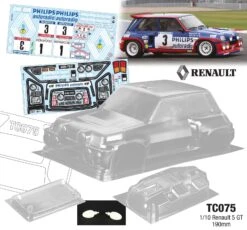 Renault R5 Turbo Maxi Philips 190mm X 257mm Tamiya TT01 TT02 RC Rally Bodyshell