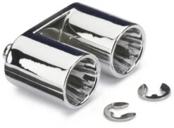 Chrome Twin Exhaust Set Body Accessory Tamiya TT01 TT02 HPI 190mm 257mm